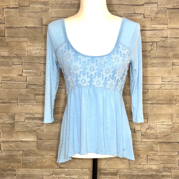 Hollister Tops - Hollister blue wide scoop-neck top